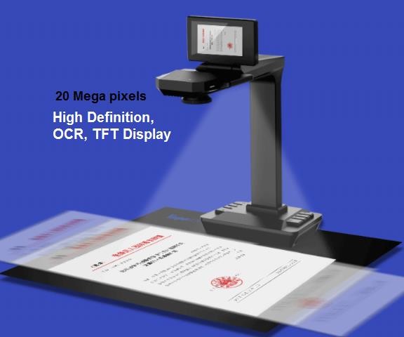KCA2000 Camera Book Scanner 20 Mega Pixels TFT Screen OCR A3 Style