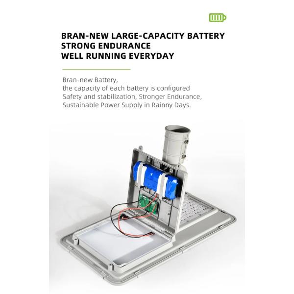 All In One Solar Street Light with Adjustable Lamp Arm Die-Casting Aluminum and LiFePO4 Battery