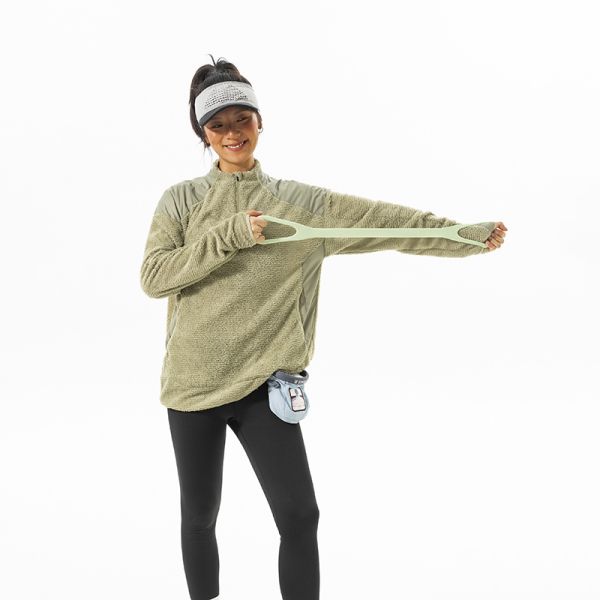 Custom OEM ODM Stand Collar Air Breath Thermal Fleece Pullover, Constant Temperature Warm Color Block Outdoor Hiking Top, Custom Logo & Fabric