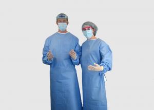 China SMS Material Disposable Surgical Gown Blue Degradable With Ties On Neck / Waist on sale