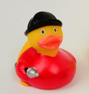 China Firefighter Fireman Mini Rubber Ducks / Promotional Personalised Rubber Bath Ducks  on sale