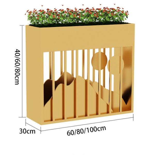 Large outdoor rectangle luxury planters boxes with lamp