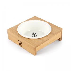 Buy cheap  				Wholesale Pet Feeder Wooden Ceramic Dog Bowls with Stand 	         product