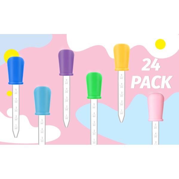 Pipettes Droppers Silicone 5ml Clear Medicine Eye Dropper For Kids With Bulb Tip & Brush For Candy Mold, Gummy