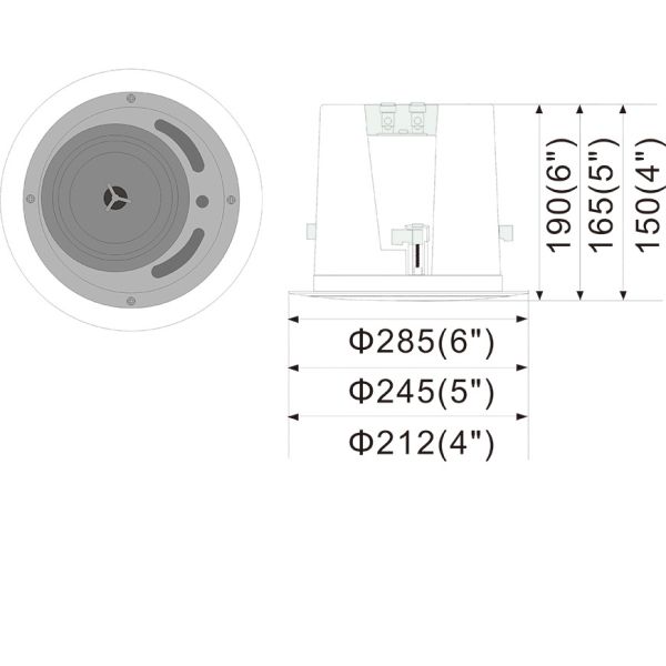 OEM ODM Ceiling Speaker 30W Coaxial Loudspeaker ABS Good Sound