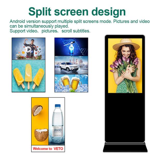 IPS LCD Free Standing Digital Signage 49In Freestanding Kiosk