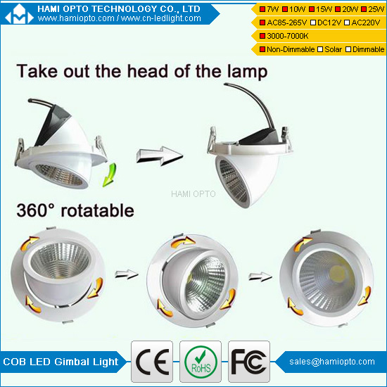 LED gimbal light 7W Directional Adjustable Gimbal Dimmable LED Retrofit Recessed Lighting