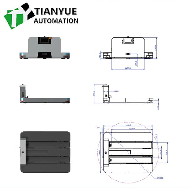 Intelligent Unmanned Forklift with LiDAR and Vision-based SLAM Navigation, 1000KG Load Capacity, and 8 Hours Battery Life