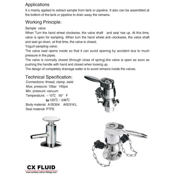 Polish Surface EPDM Seals TP316L Aseptic Sample Valve
