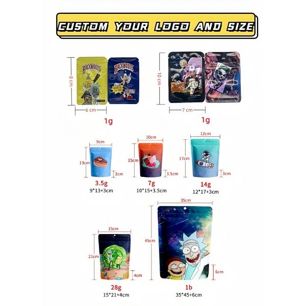 Candy Child Proof Print Packaging Design 3 Sided Mini Ziplock 3.5g Gram 3.5 Custom Mylar Bag