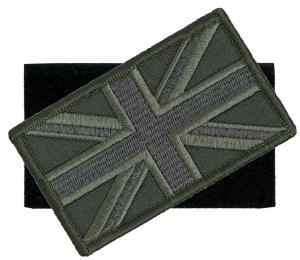 China Green UK Flag Patch hook&loop Sew On Union Jack Army Embroidered Patch on sale