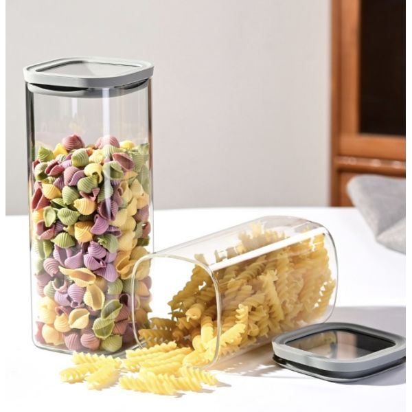 Clear Airtight Borosilicate Glass Jars For Pasta Rice Sugar Coffee Beans Custom Packing