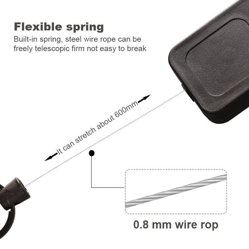 Retractable Keychain – Custom Logo, 87cm Wire Rope