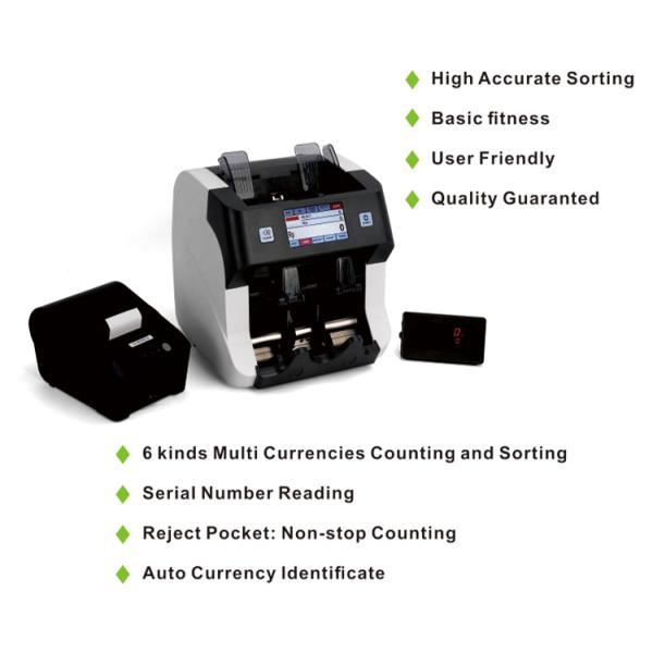 4.3 Inch 2+1 Pocket Mixed Bank Note Sorting Machine Cash Counter Bill Counter CL-208C