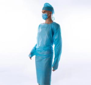 Buy cheap Blue Disposable CPE Gown , Plastic Isolation Gowns For Medical Use Level 3 product