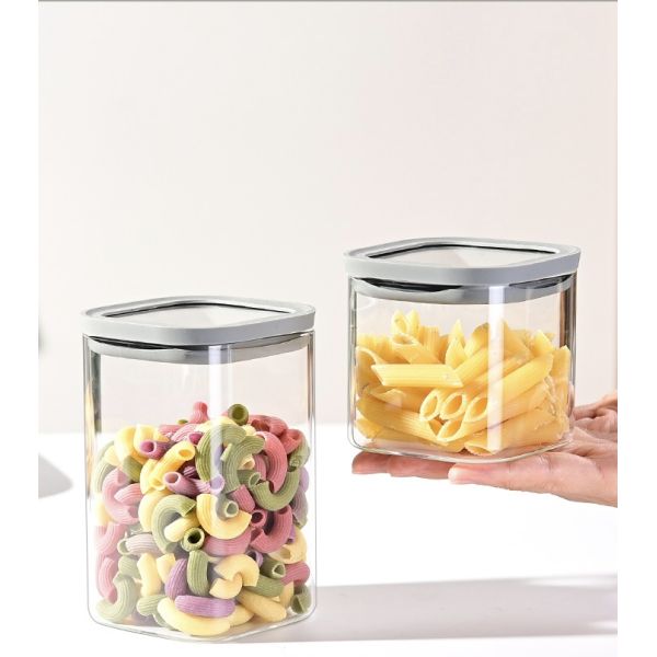 Clear Airtight Borosilicate Glass Jars For Pasta Rice Sugar Coffee Beans Custom Packing