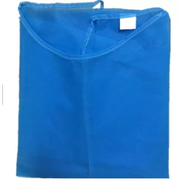 Disposable Non Woven Isolation Gown Elastic Knitted Cuff Button Neck Style