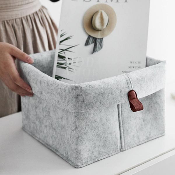 Nordic Desktop Box Grey felt baskets for storage Multiple Functional