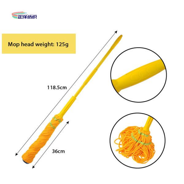 Thread Cotton Cleaning Mop 120cm Length Plastic Handle 125Grams Wringing Dry Hand Wash Free