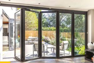Buy cheap EBUNGE Exterior Double Glazed Glass Doors Folding Partition Door For Residential Or Commercial product