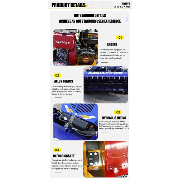 Versatile FLAIL MOWER for Multi-Scene Grass Cutting Work, Powerful Cutting Performance, Compact Structure, Easy Storage
