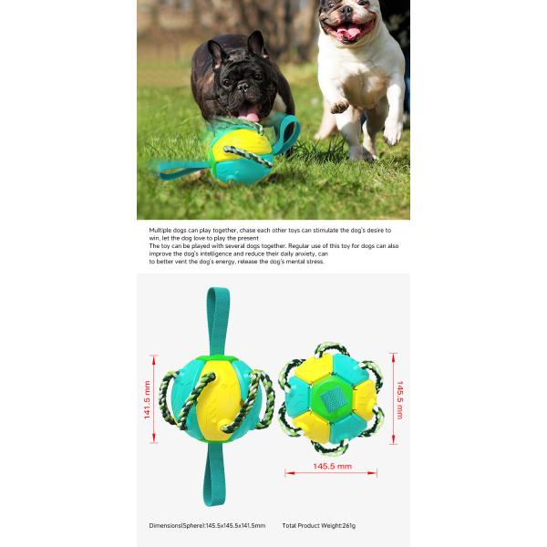 Bite Resistant Training Dog Friendly Soccer Ball Outdoor Dog Soccer Ball With Tabs