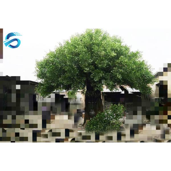Ornamental Silk Artificial Ficus Tree Steel Plate Support Lively Shape