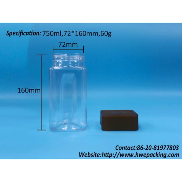 Food Grade Transparent Cookies Candy baby food Square PET Plastic Storage Jars