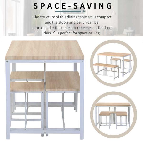 Metal Frame Wooden 4 Piece Dining Room Table And Chair Set 27.5''W Table