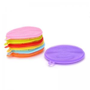 China New Silicone Dish Washing Double Sided Scrubber Kitchen Cleaning Brush Pad Tool on sale