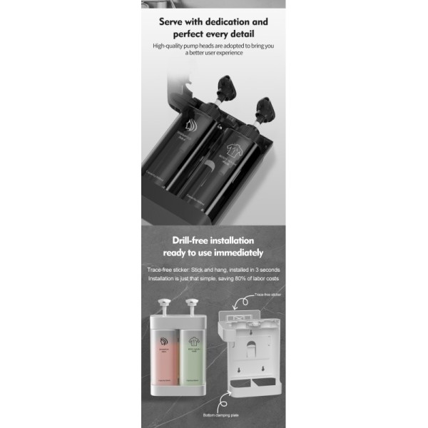 Customizable Tamper Proof Double to Triple Wall Mounted Soap Dispenser with ABS Material for Liquid Soap