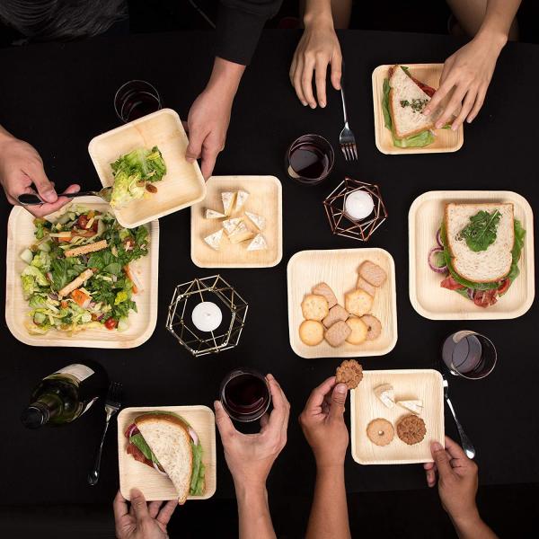 9x6" Compostable Palm Leaf Disposable Plates , Rectangle Biodegradable Leaf Plates