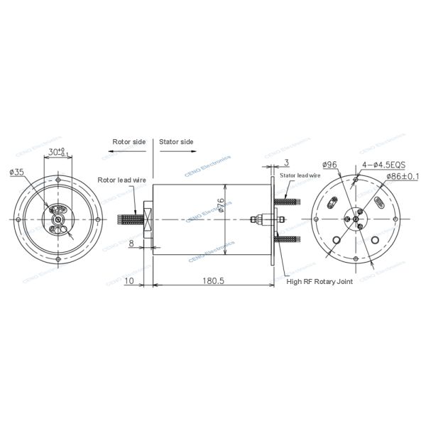 Integrate RF Slip Ring with Encoder Ethernet Signal and Radio Frequency Rotary Joint
