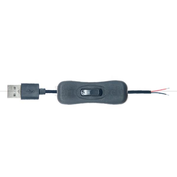 Power ON OFF 1M USB A Male to Open Tinned Bare Wire Charger Cable with 304 Switch Button