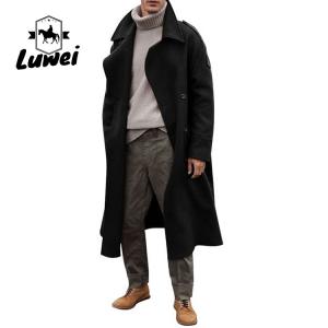 Buy cheap Winter Outerwear Classictrench Breasted Plaid Utility Long Trench Coat Slim Fit Single Long Breasted Men Jacket product