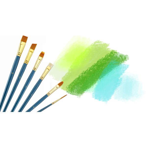 Wooden Handle Golden Synthetic Paint Brush Sets , Interlocked Fine Bristle Paint Brushes