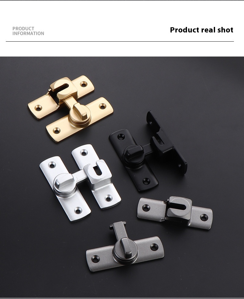 Modern Hotel Bathroom No-Drill Window Solid Aluminum Alloy Door Window Accessories Easy Closure Anti-Theft Lock 1-Year Warranty