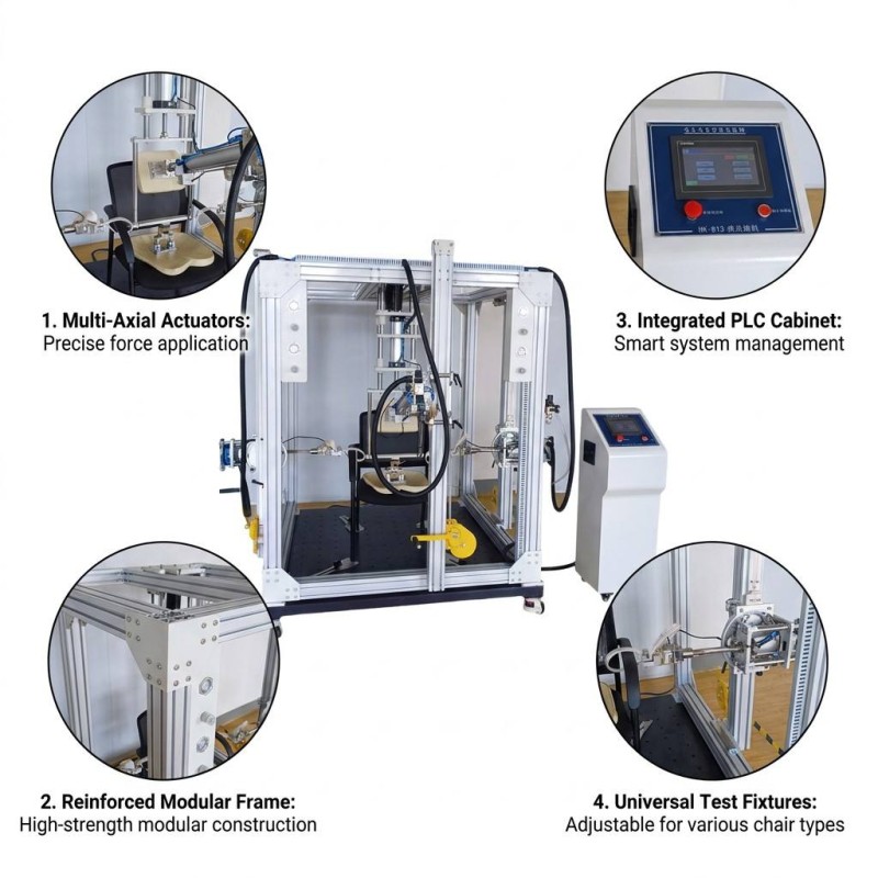 Office Chair Multi-function Comprehensive Fatigue Tester Seat Impact Backrest Pull Armrest Cycle Durability Testing Machine