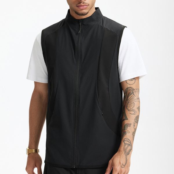 Custom Men Cycling Windproof Sleeveless Vest, Lightweight Water Repellent Outdoor Running Gilet OEM ODM