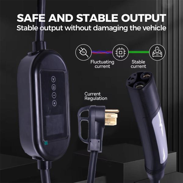 3.7 Kw EV Charger 5m Type 2 Female Charging Plug With LCD Indicator Light