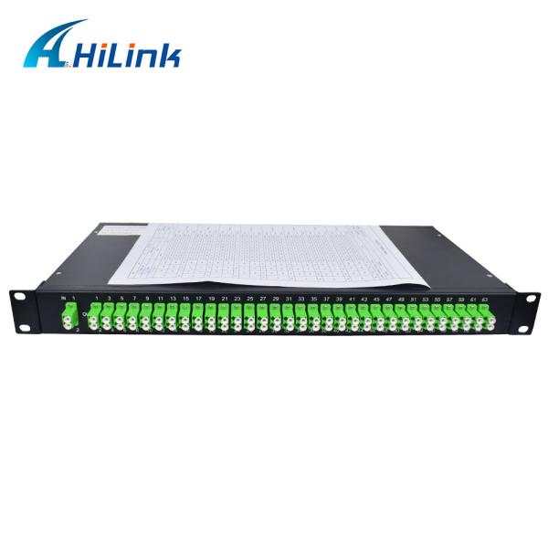 1U Rack Chassis Single Mode PLC Optical Splitter 1X64 SC APC Connectors