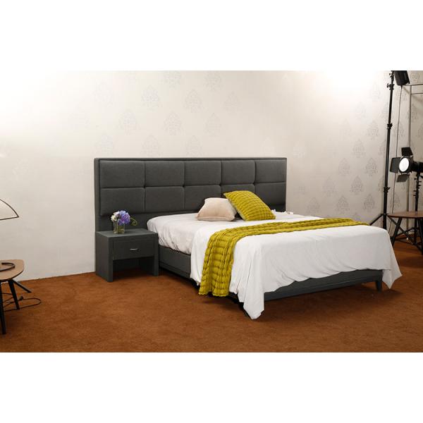Full Size Linen Fabric Headboard Solid Wood Frame Bed Base Customized Service