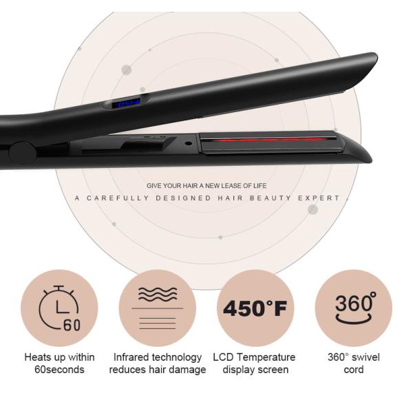 Ceramic Tourmaline Titanium Dual Voltage Infrared Flat Iron 2 In 1 Straightener
