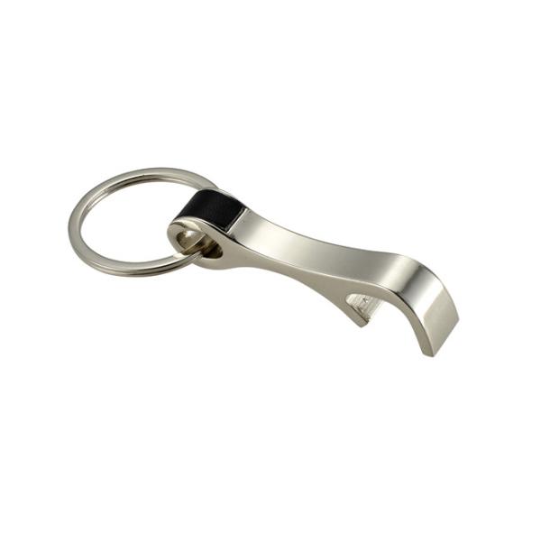 PU Leather Engraved Metal Bottle Opener Nickel Plating With Zinc Alloy Keyring