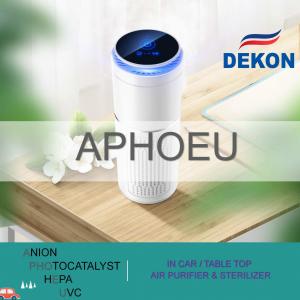 Buy cheap CAR air purifier and sterilizer with UVC led lamp + photocatalyst filter, Anion, HEPA filter clean the air in your car product