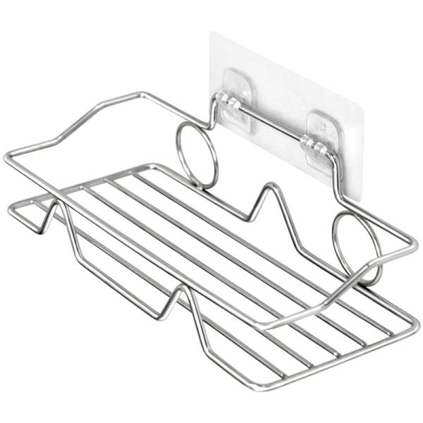 Bathroom Shelf Organizer Storage Kitchen Rack with Traceless Transparent Adhesive No Drilling SUS304 Stainless Steel
