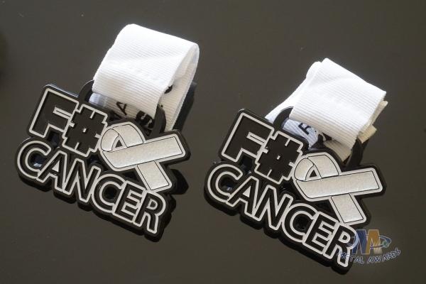 Quality Cancer Aids Logo Custom Soft Enamel Medals Spray Black Plating And With Printing Ribbon for sale