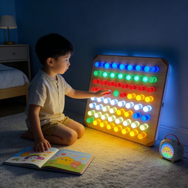 Sensory LED Activity Light Panel with Colourful Pegs – Interactive DIY Play Wall for Children