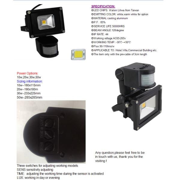 10W Motion Sensor Light, LED Flood Lights, Waterproof LED Security Light, PIR Floodlight