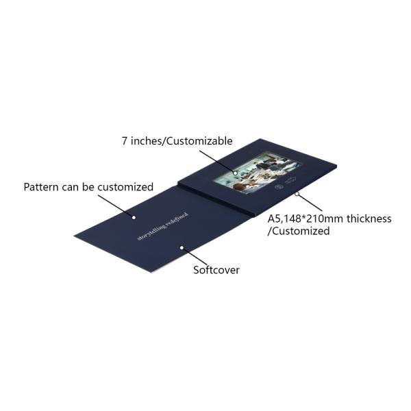 A5 7 Inch Softcover Video Brochure for Customized Card for Advertising Promotion